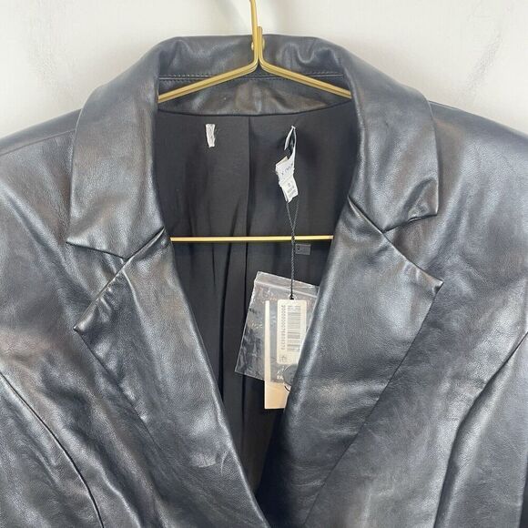 Express X Negin Mirsalehi Black Faux Leather Blazer Mini Dress NWT Size 0 $168 - Picture 5 of 9